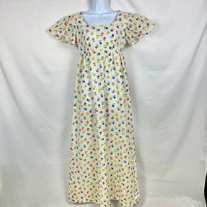 Vintage Handmade Garden Tea Party Floral Maxi Dress XS/S Flutter Sleeve